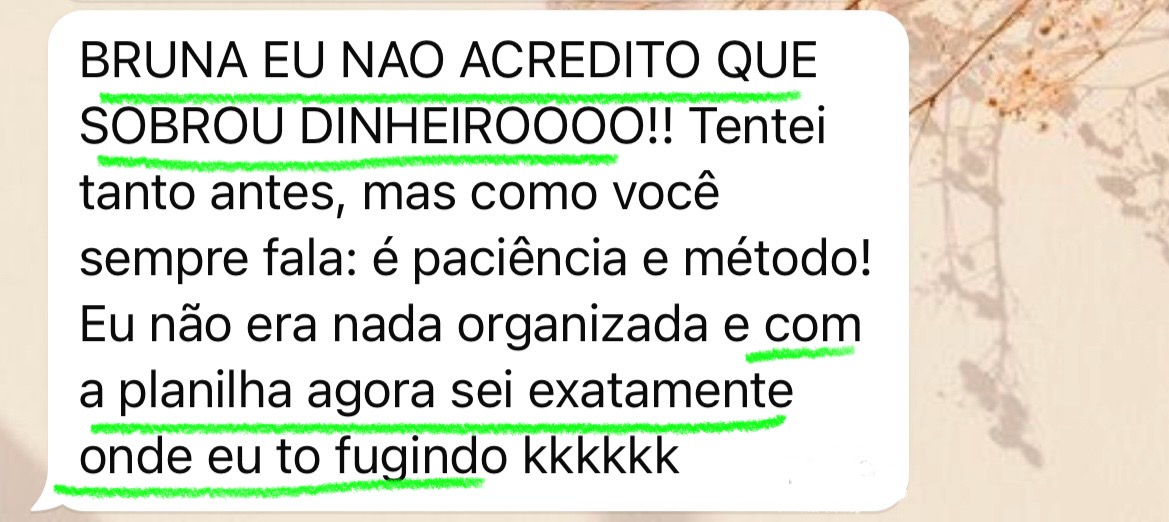 Print original de depoimento de cliente sobre o B. Money