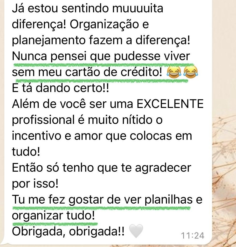 Print de depoimento de cliente: viver sem cartão de crédito