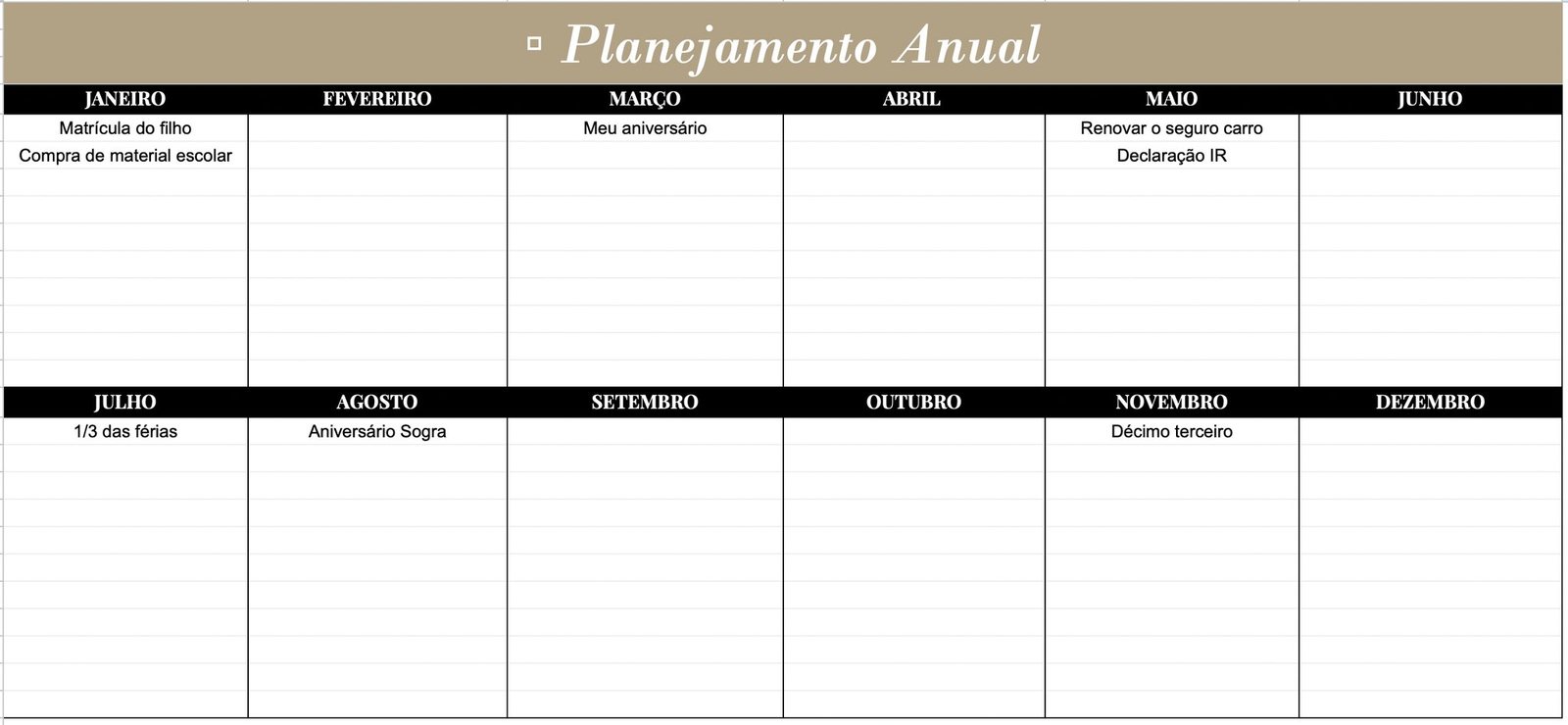Planilha Planejamento Anual