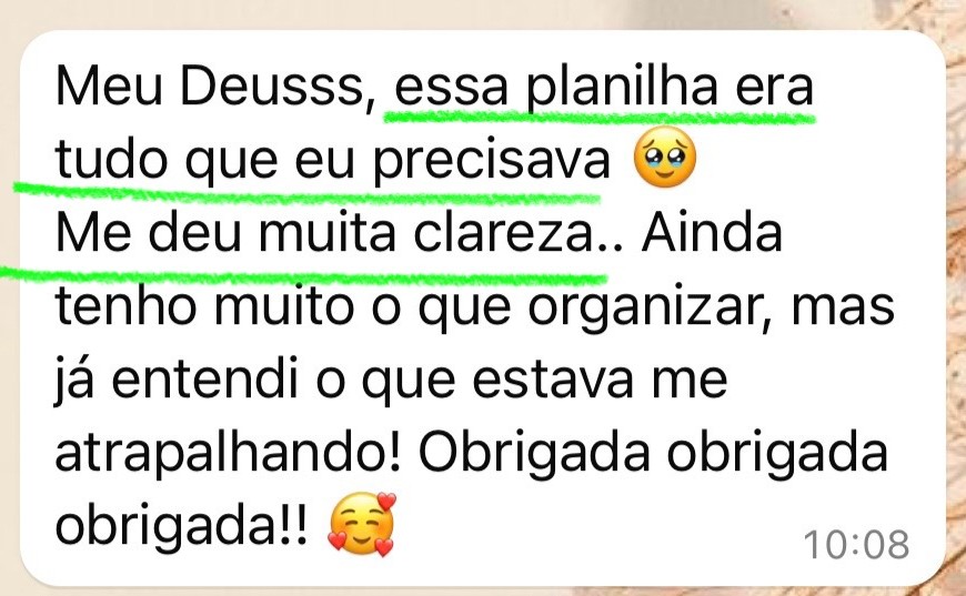 Print de depoimento de cliente: muita clareza
